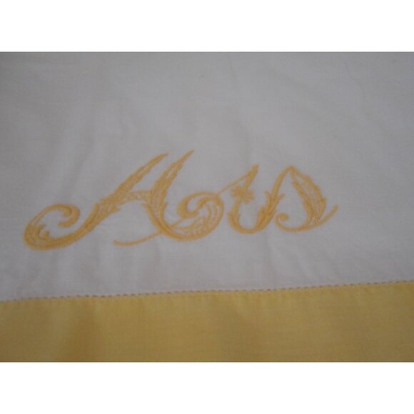 Vintage Yellow White embroidered HIS standard pillowcase - Estate Find #2 - Picture 1 of 3